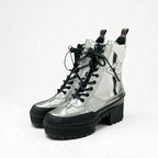 Louis Vuitton Laurie Line Boots Short Shoes Leather Patent Silver Black