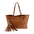 Gucci Tote Bag Leather Brownish Gold Hardware Bamboo Shoulder Tassel