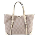 Celine Macadam Tote Canvas Leather Beige White Gold