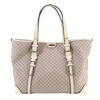 Celine Macadam Tote Canvas Leather Beige White Gold