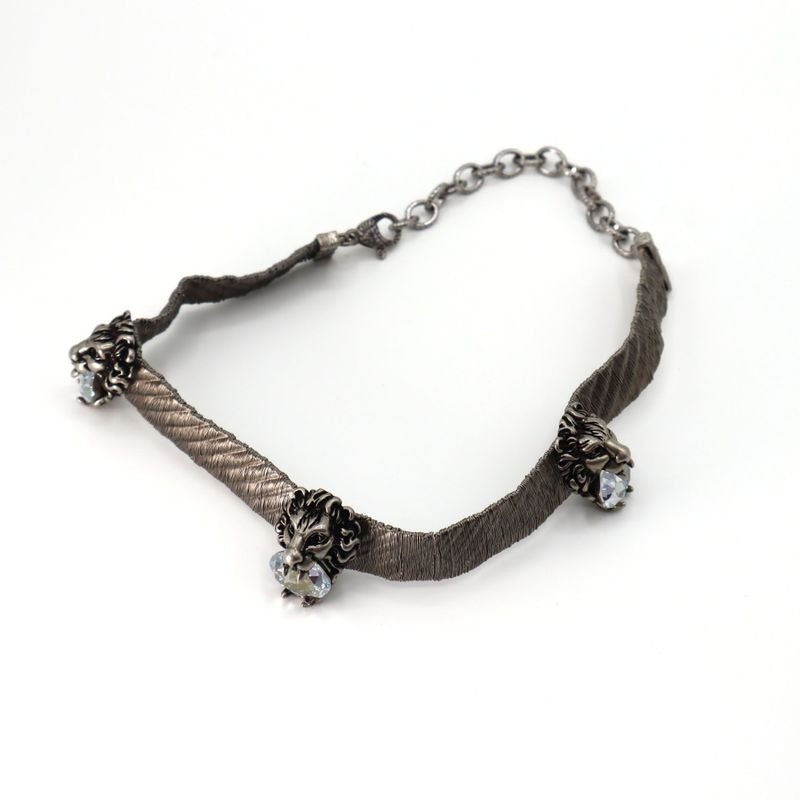 Gucci Lion Head Choker Silver Color Bijoux Necklace Accessories H7055 — view 2