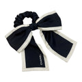 Chanel Ribbon Scrunchie Camellia Black White Silk Hair