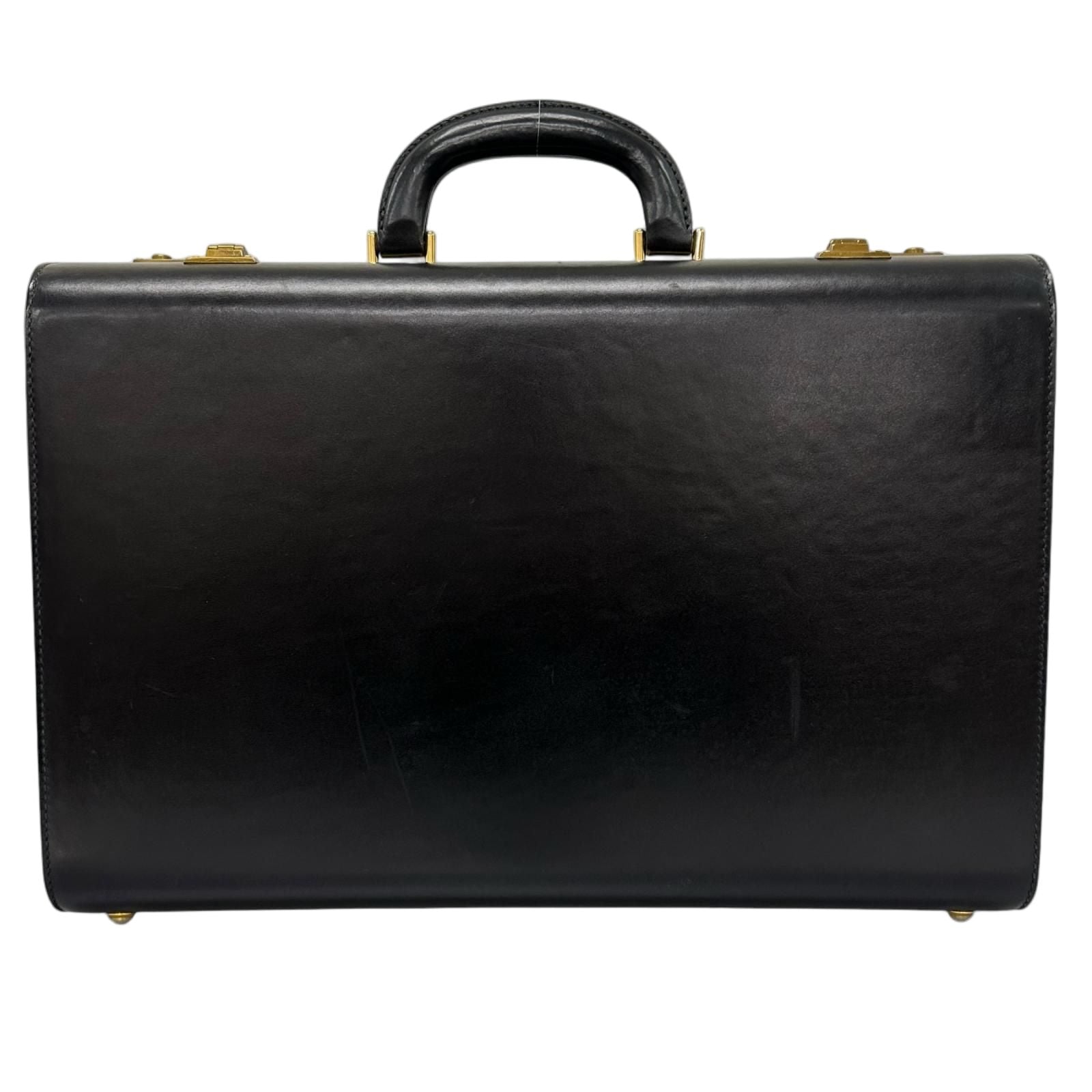Gucci Vintage Trunk Case Leather Black Business Bag Gold — view 2