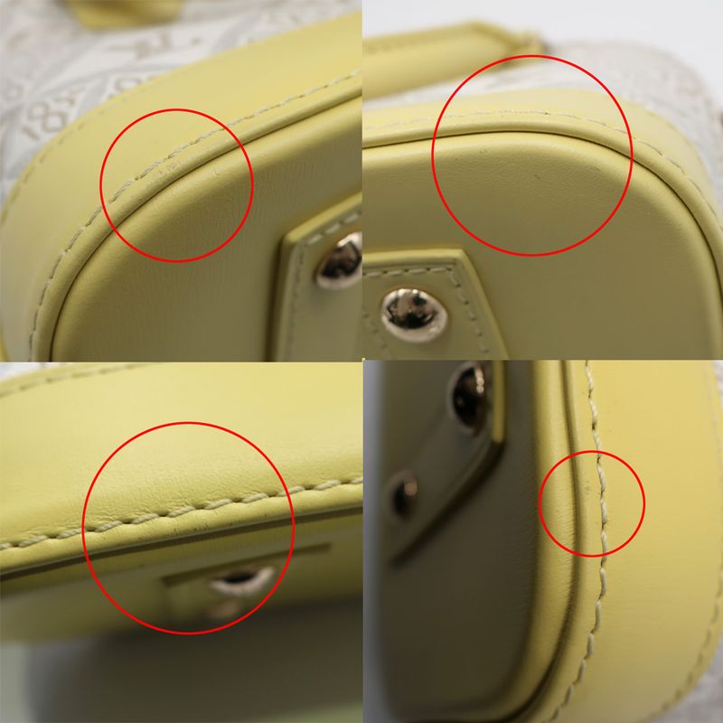 Louis Vuitton Alma BB Canvas Leather Light Gray Yellow Handbag — view 9