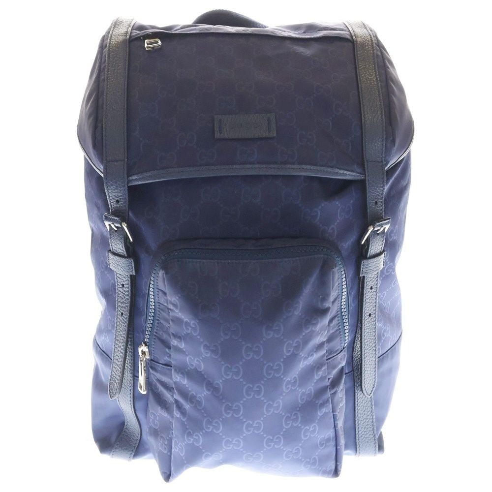 Gucci GG Logo Nylon Backpack Blue
