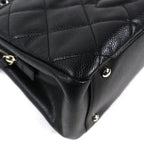 Chanel Caviar Leather CC Logo Quilted Chain Tote Black with Silver Large — view 6
