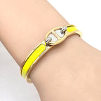 Hermes Enamel Bracelet Mini Click Chene D'ancre Yellow Gold Color Metal — view 2