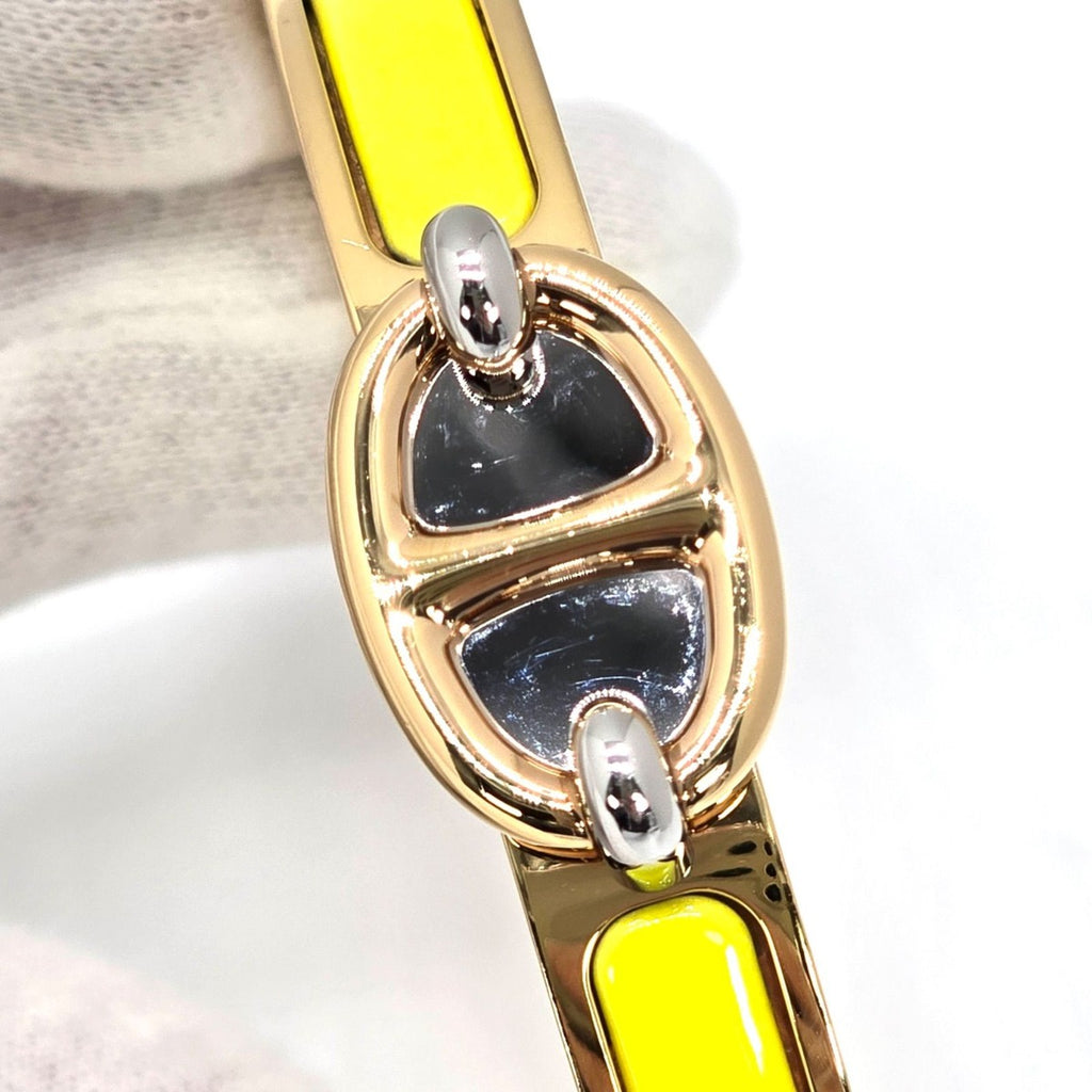 Hermes Enamel Bracelet Mini Click Chene D'ancre Yellow Gold Color Metal — view 6