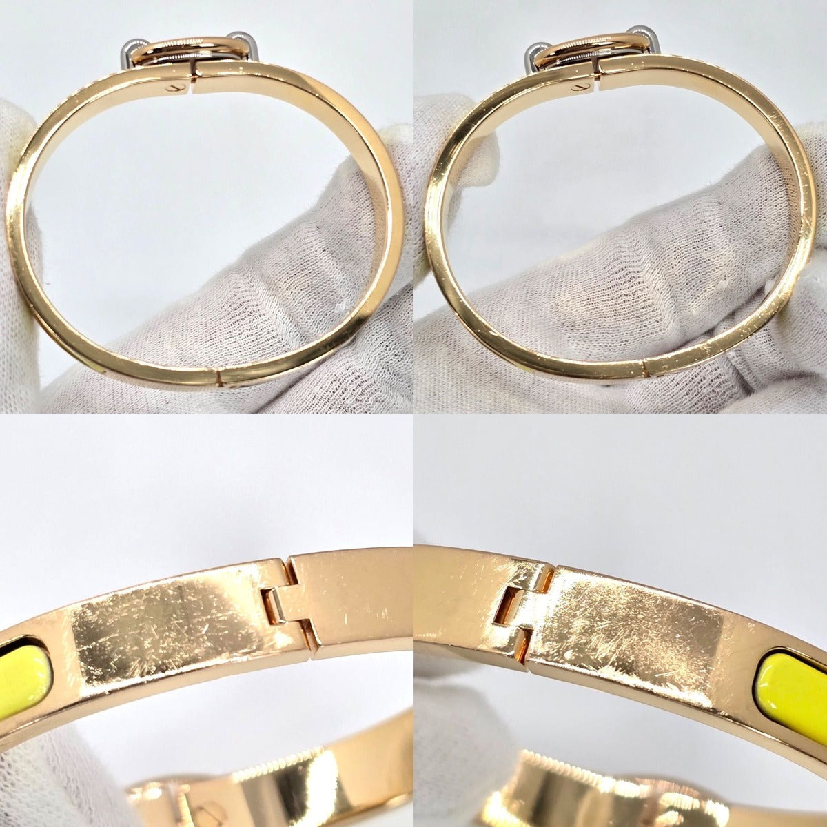 Hermes Enamel Bracelet Mini Click Chene D'ancre Yellow Gold Color Metal — view 7