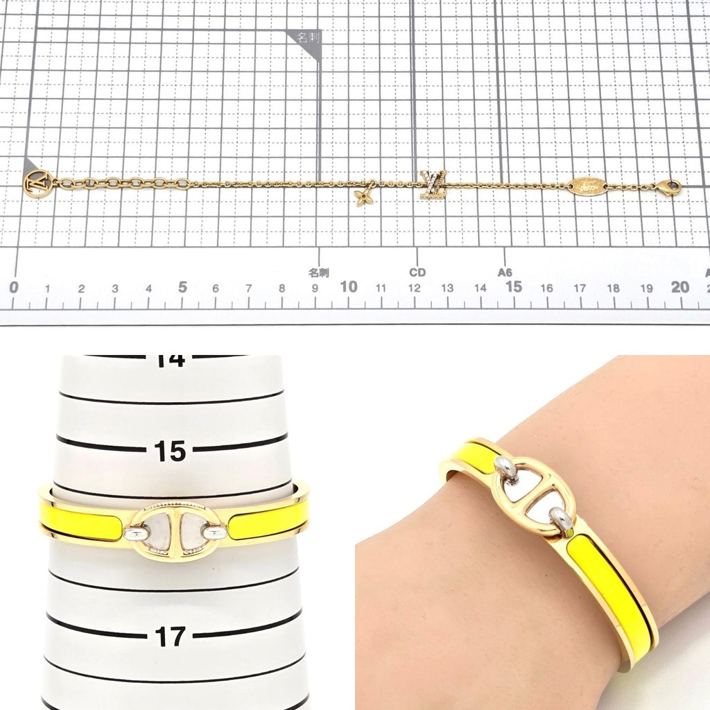 Hermes Enamel Bracelet Mini Click Chene D'ancre Yellow Gold Color Metal — view 8