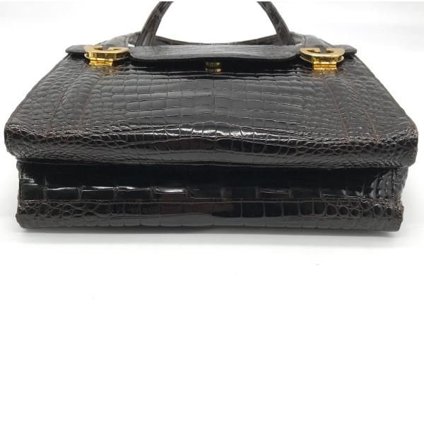Gucci Croco Logo Vintage Hand Bag Brown — view 8