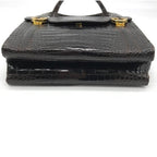 Gucci Croco Logo Vintage Hand Bag Brown — view 8