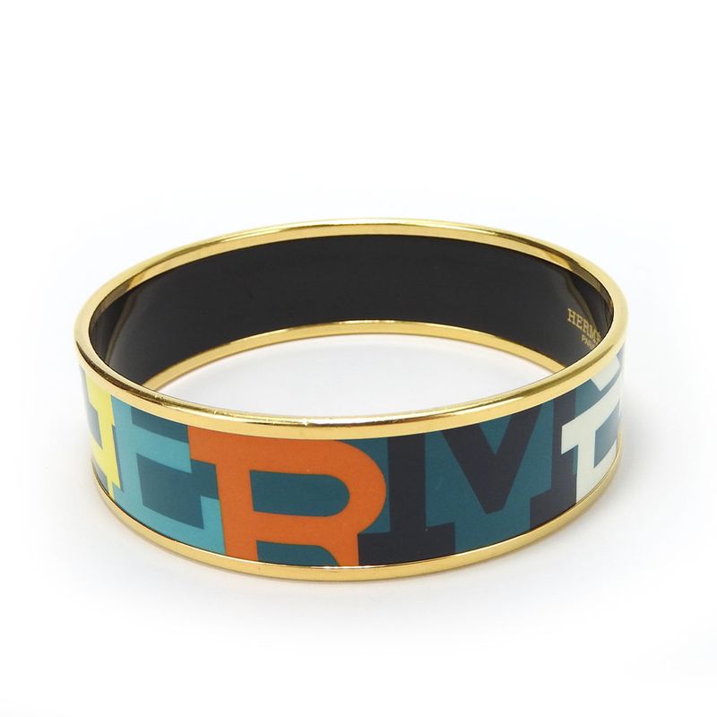 Hermes Bracelet Emile Enamel Metal Greenish Multicolor Gold Hardware — view 4