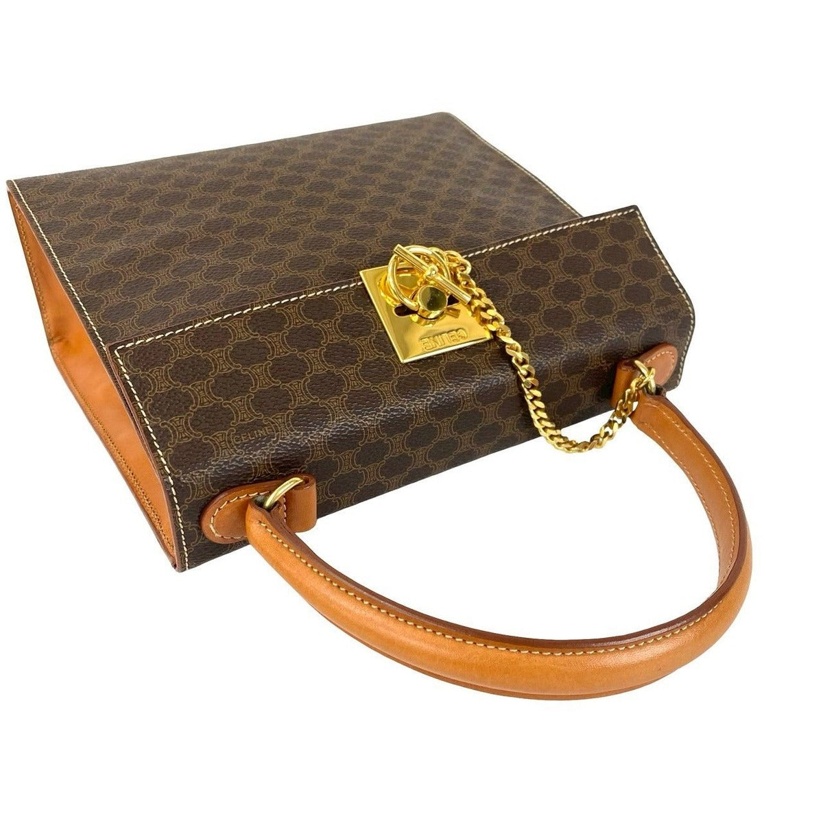 Celine Vintage Ring Macadam Blason Triomphe All Over Pattern Leather — view 5