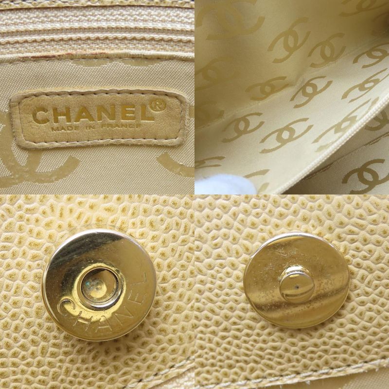 Chanel Shoulder Bag Coco Caviar Leather Beige Gold Hardware 7 th Chain — view 6