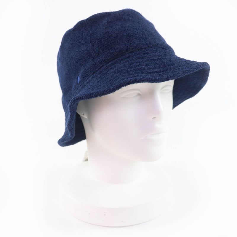 Hermes H Logo Embroidery Cotton Bucket Hat Navy