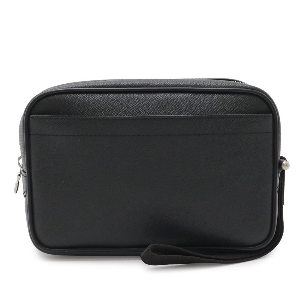 Louis Vuitton Taiga Clutch Handbag Leather Ardoise Black