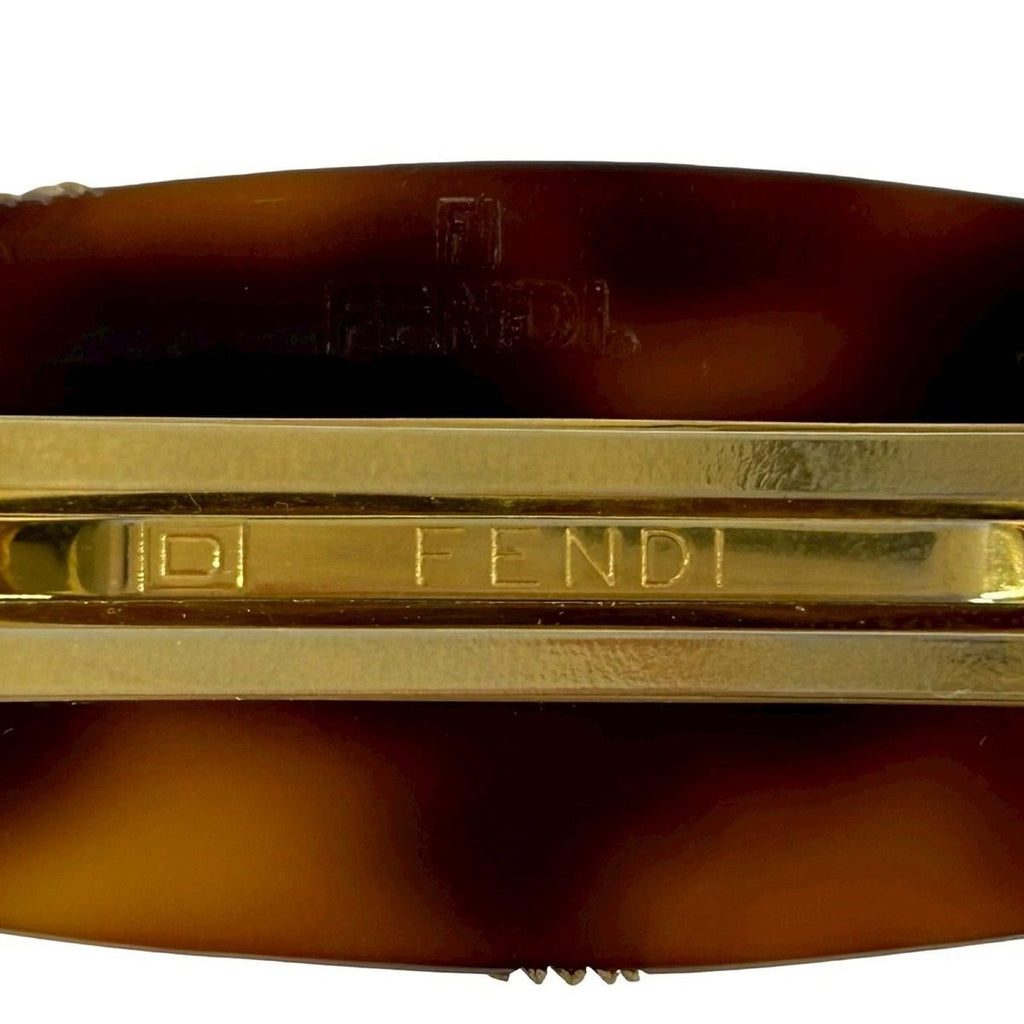 Fendi FF Logo Tortoiseshell Plastic Barrette Hair Brown — view 2