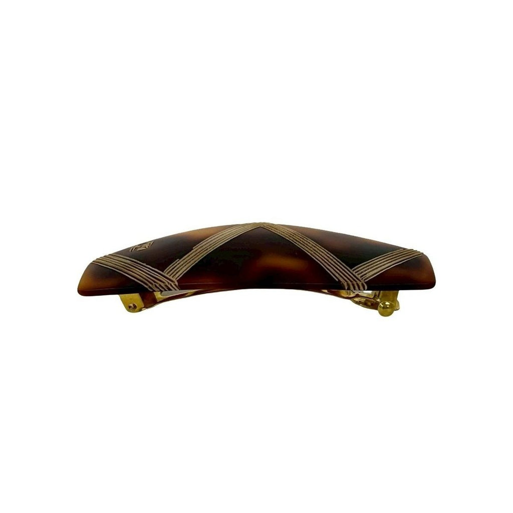 Fendi FF Logo Tortoiseshell Plastic Barrette Hair Brown — view 4