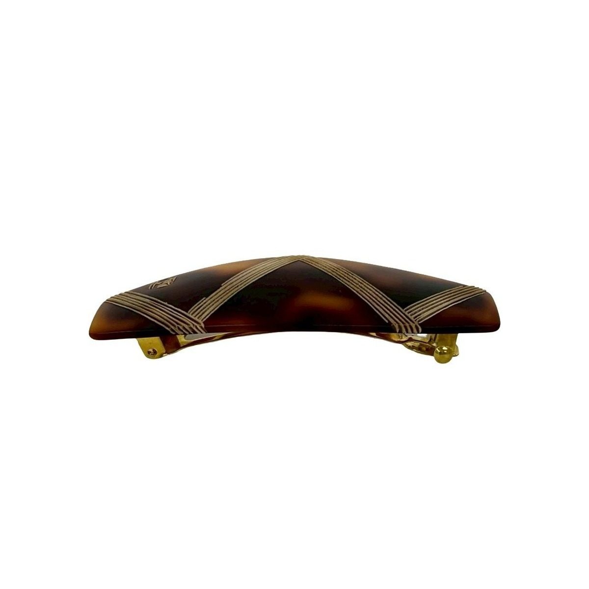 Fendi FF Logo Tortoiseshell Plastic Barrette Hair Brown — view 4