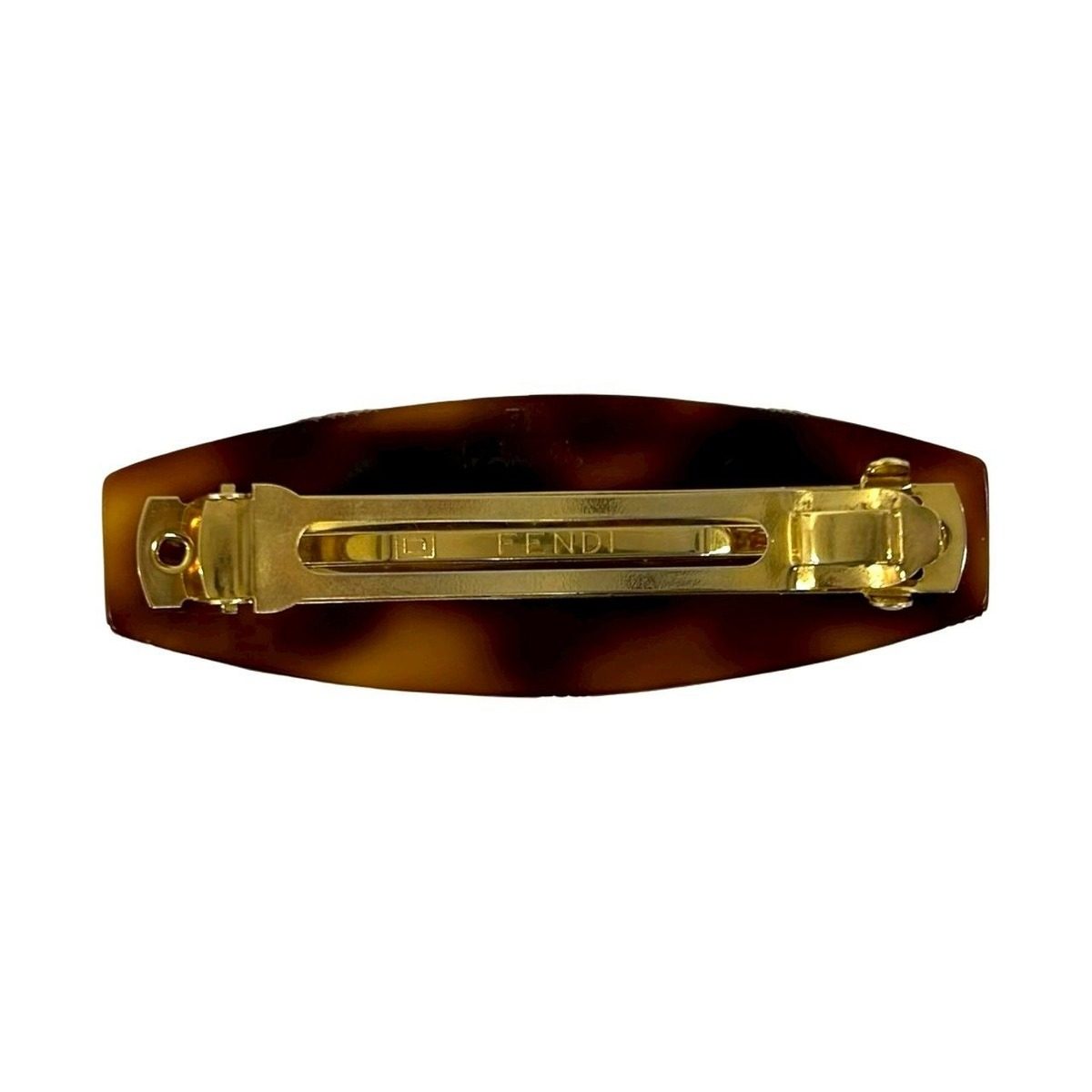 Fendi FF Logo Tortoiseshell Plastic Barrette Hair Brown — view 5