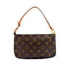 Louis Vuitton Pochette Monogram Leather Brown Handbag Gold