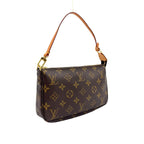 Louis Vuitton Pochette Monogram Leather Brown Handbag Gold — view 2