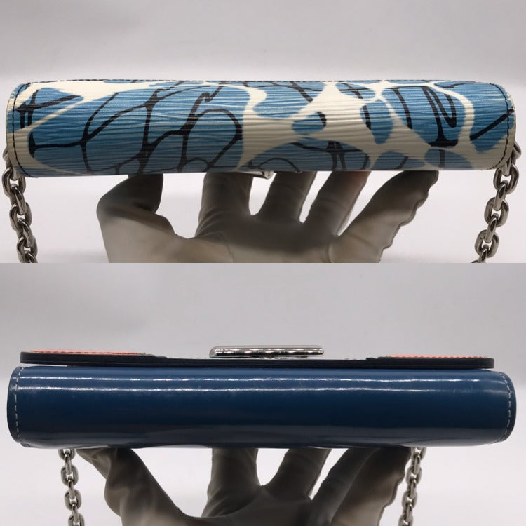 Louis Vuitton Epi Aqua Pattern Portefeuille Twist Chain Shoulder Bag Wallet — view 4