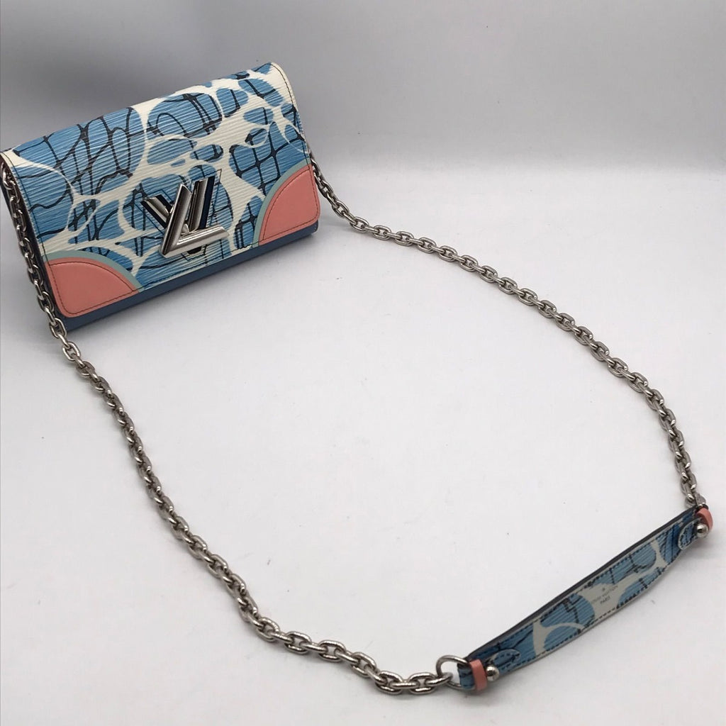 Louis Vuitton Epi Aqua Pattern Portefeuille Twist Chain Shoulder Bag Wallet — view 7