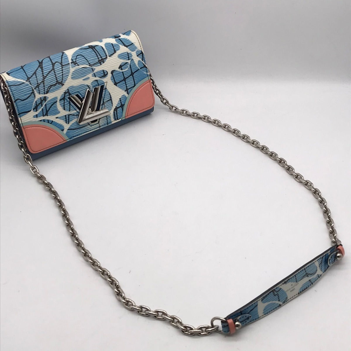 Louis Vuitton Epi Aqua Pattern Portefeuille Twist Chain Shoulder Bag Wallet — view 7