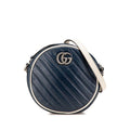 Gucci GG Marmont Mini Chain Shoulder Bag Navy White Leather