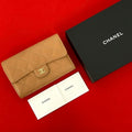 Chanel Quilted Coco Mark Caviar Leather Trifold