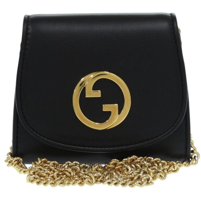 Gucci Chain Wallet Blondie Leather Black Bifold 1206