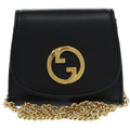 Gucci Chain Wallet Blondie Leather Black Bifold 1206