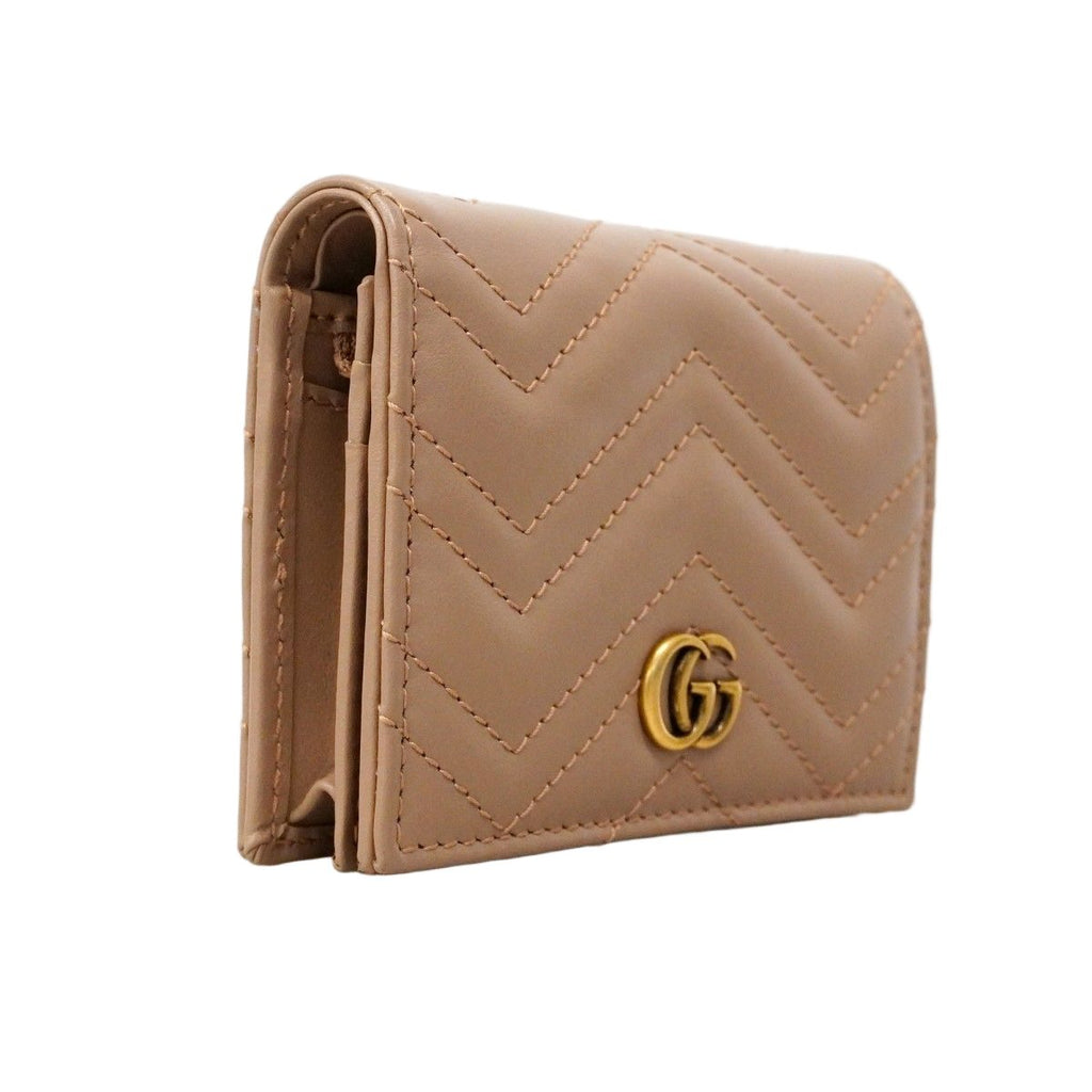 Gucci Wallet GG Marmont Leather Pink Beige Gold — view 2
