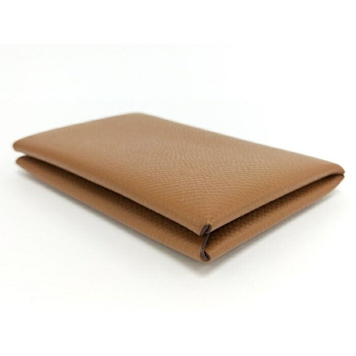Hermes Calvi Verso Card Case Vaux Epson Brown Stamped — view 5