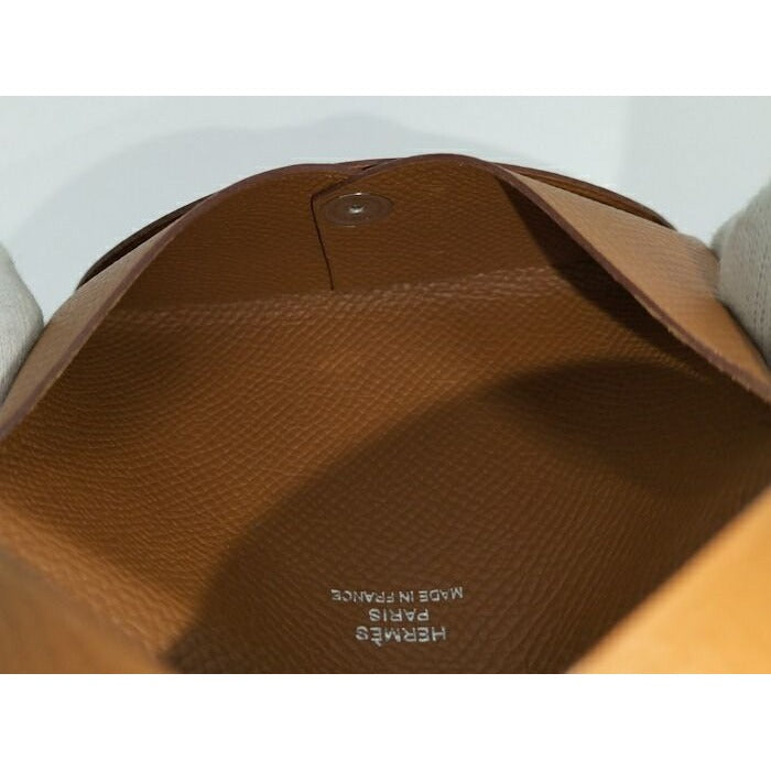 Hermes Calvi Verso Card Case Vaux Epson Brown Stamped — view 9