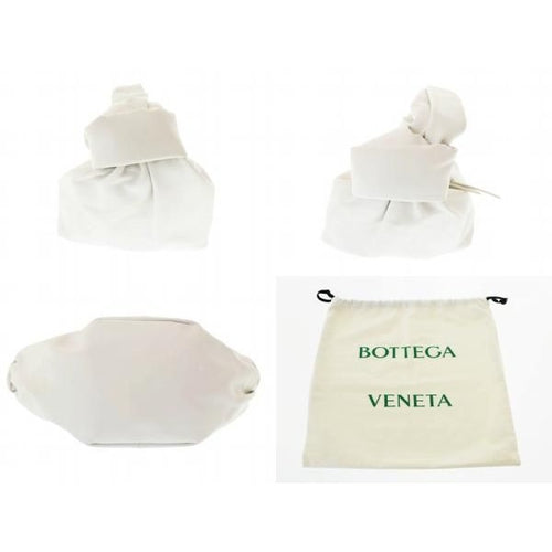 Bottega Veneta Double Knot Leather Mini Hand Bag Chalk Ivory White — view 2
