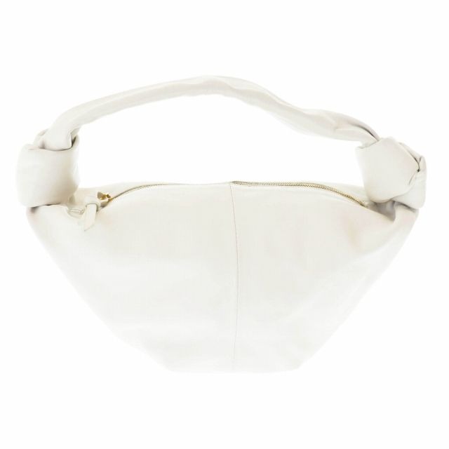 Bottega Veneta Double Knot Leather Mini Hand Bag Chalk Ivory White