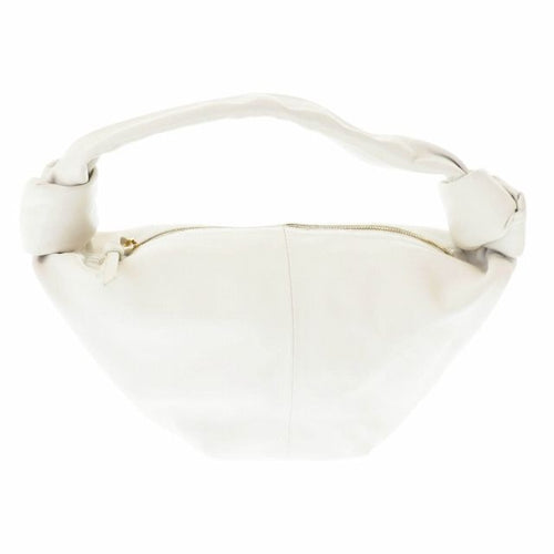 Bottega Veneta Double Knot Leather Mini Hand Bag Chalk Ivory White