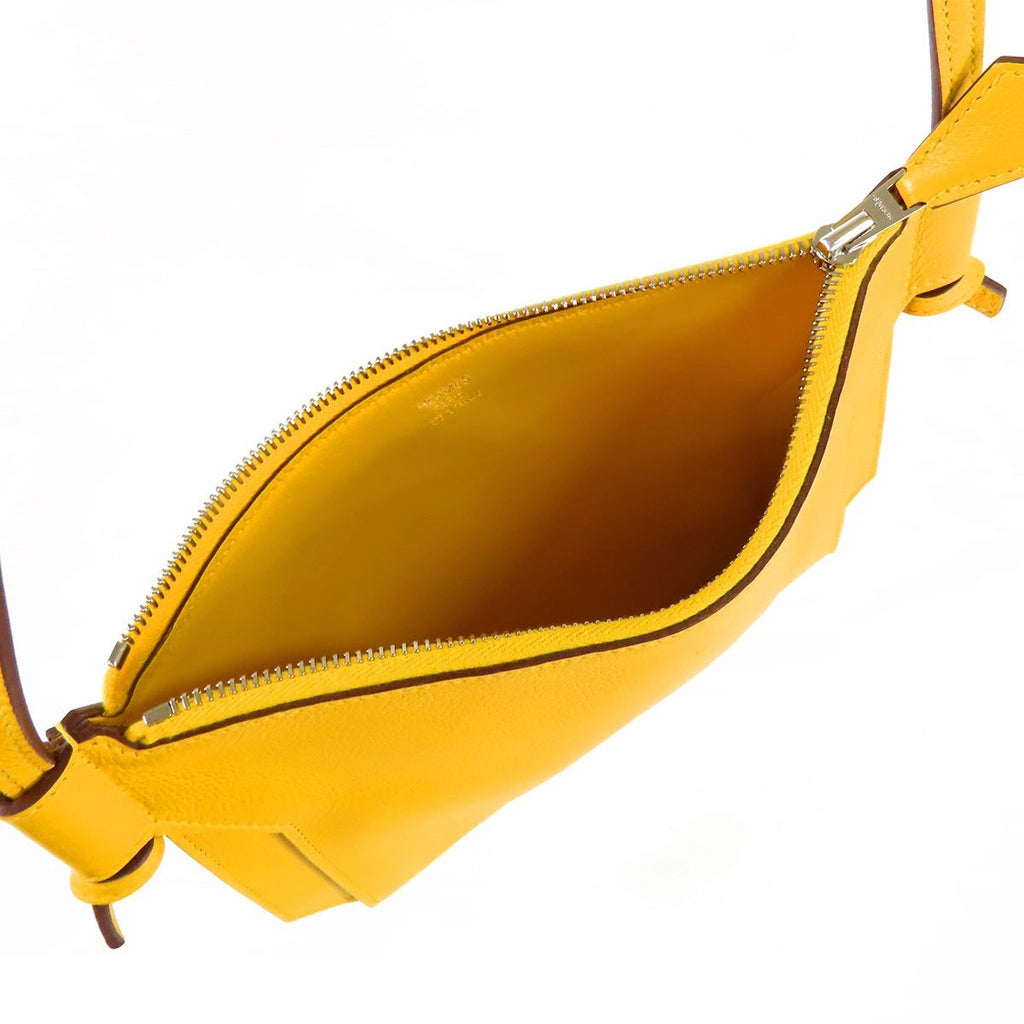 Hermes Ultrapla 24 Jaune Naple Silver Evercolor Bandouliere Shoulder Bag — view 5