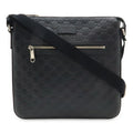 Gucci Guccissima Shoulder Bag Crossbody Leather Black Silver