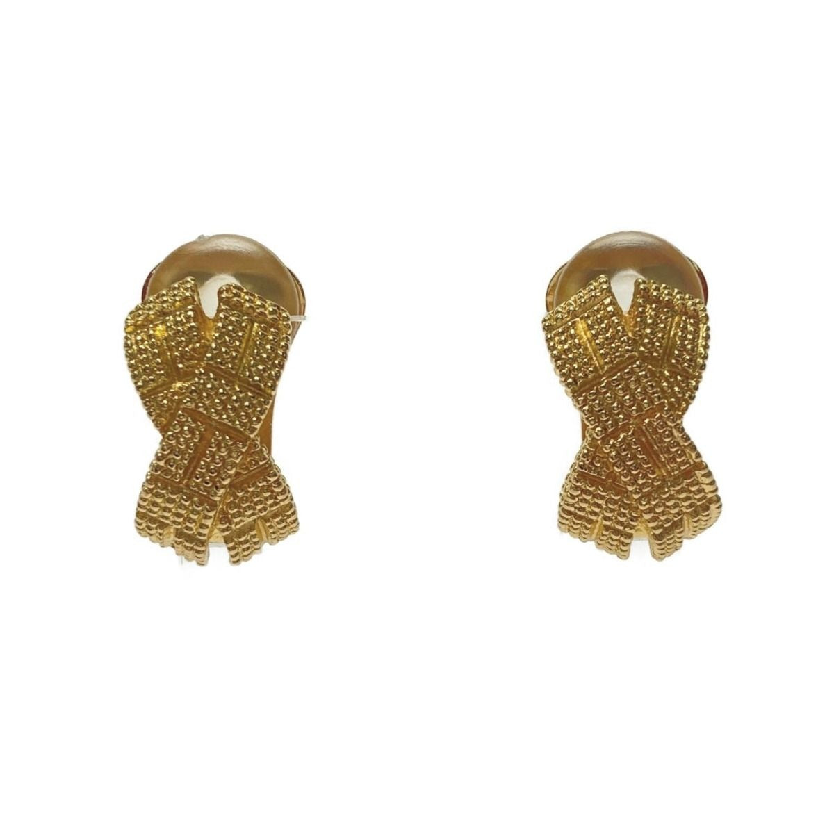 Christian Dior Cross Design Gold GP Earrings