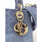 Dior Cannage Lady D-Lite Medium Bag Denim Navy Bu — view 9