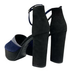 Hermes Sandals Shoes Suede Navy Black Gray Ankle Strap — view 4
