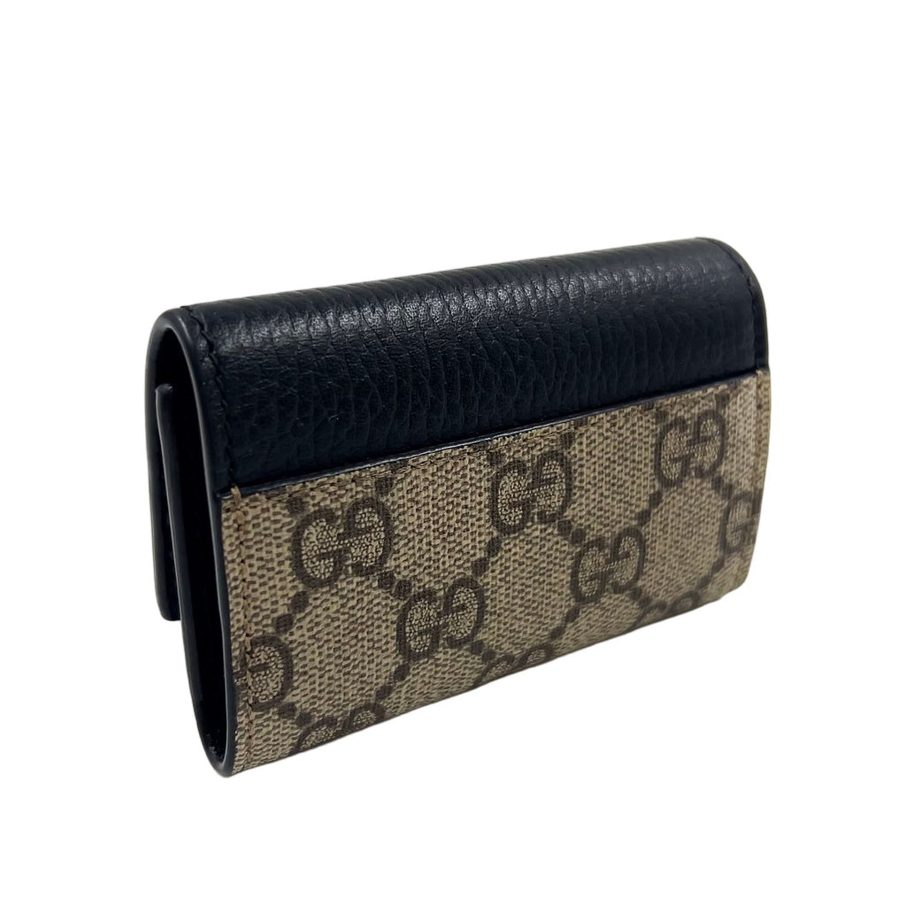 Gucci GG Marmont Petit Leather Black Beige Key Case Gold Key Holder — view 2