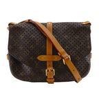 Louis Vuitton Saumur PM Monogram Perfoux Turquoise Brown