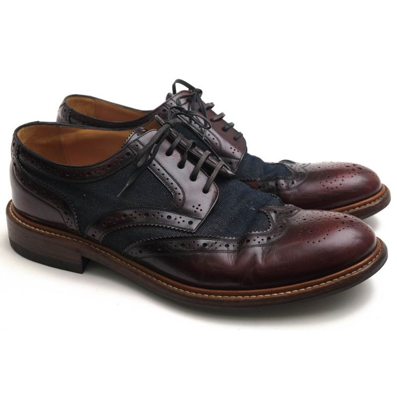 Louis Vuitton Shoes Business Men Cotton Canvas Leather Red Brown — view 2