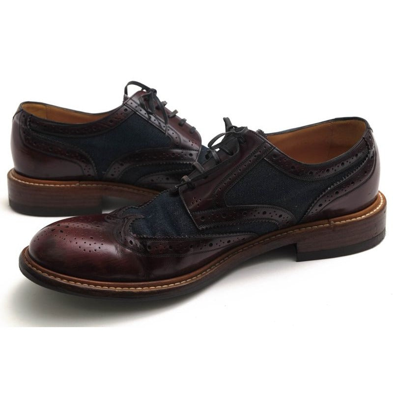 Louis Vuitton Shoes Business Men Cotton Canvas Leather Red Brown — view 3