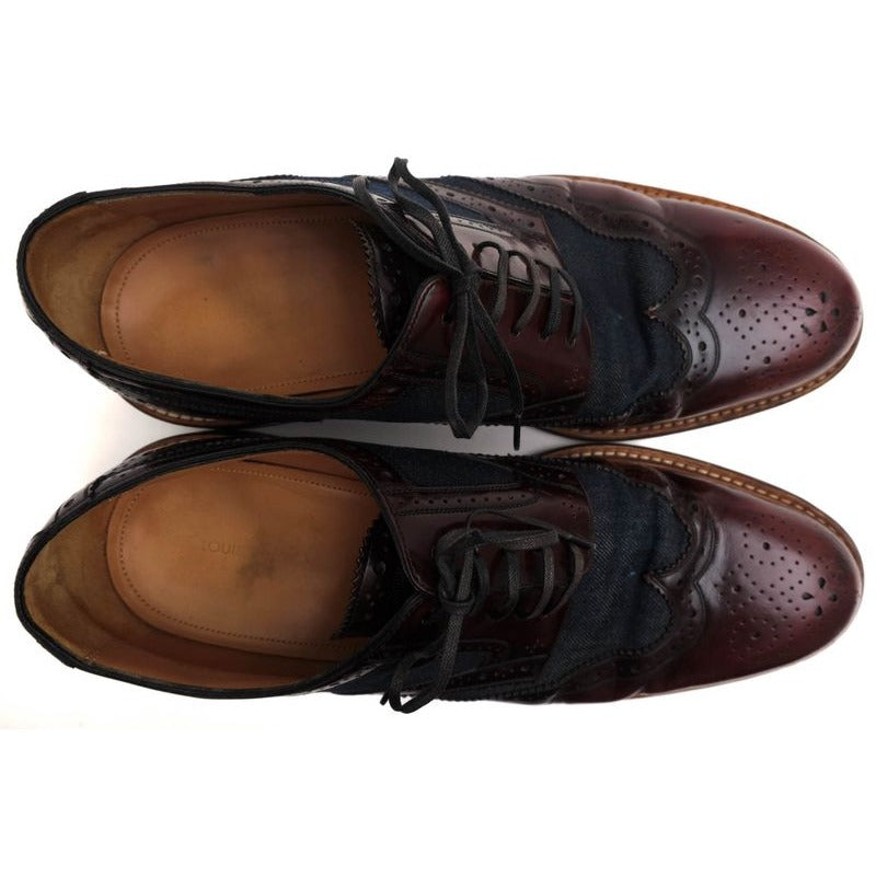 Louis Vuitton Shoes Business Men Cotton Canvas Leather Red Brown — view 5